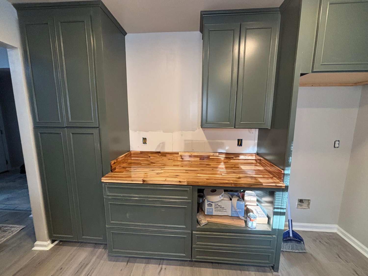 Custom kitchen cabinets with butcher block